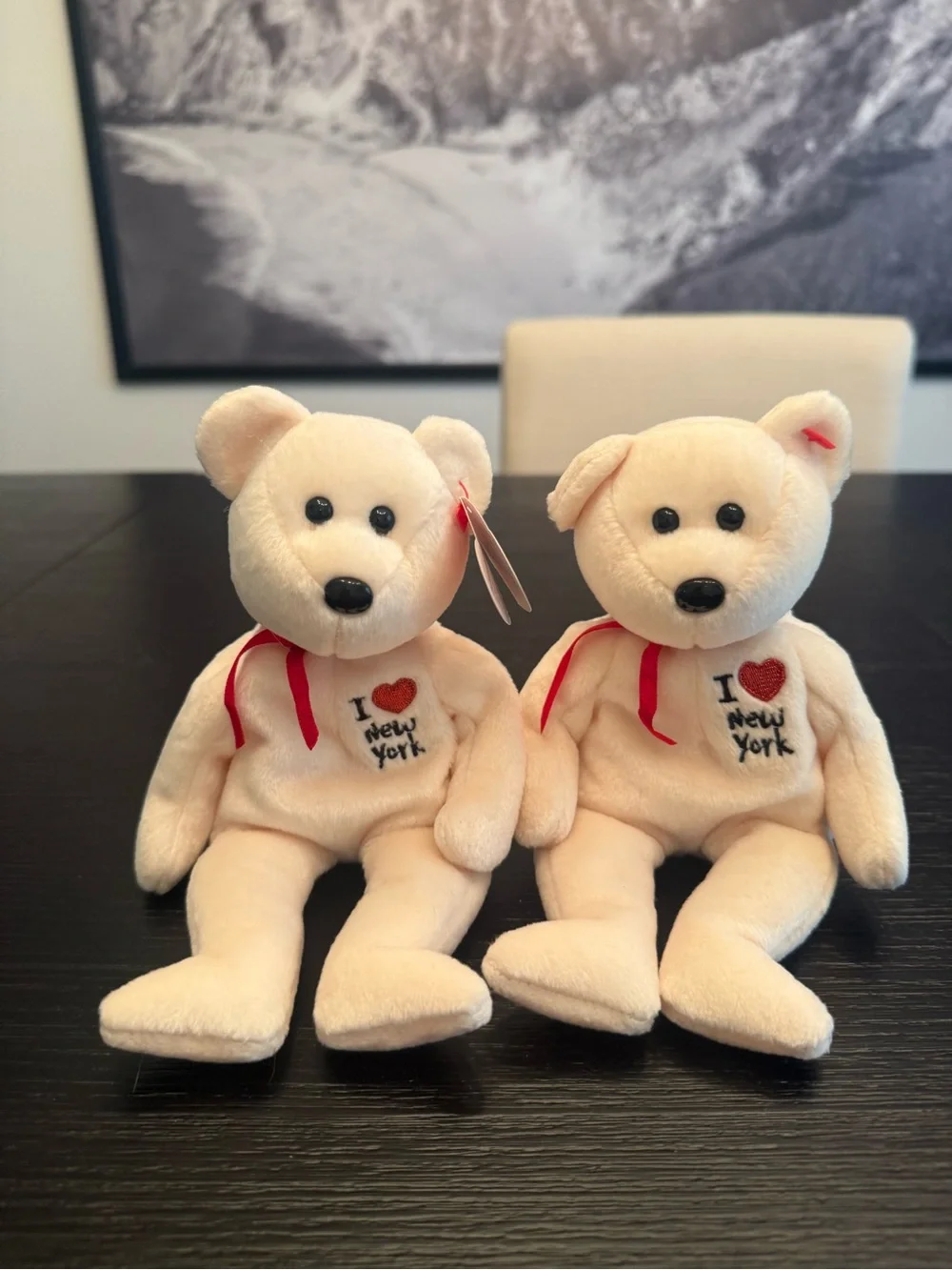 NWT Vintage Ty Beanie Babies Bundle of (2) I Love New York Bears Stuffed Animals